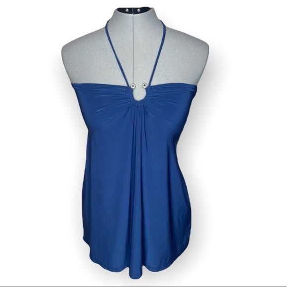 Express Top blue strappy halter size Medium - Picture 1 of 5